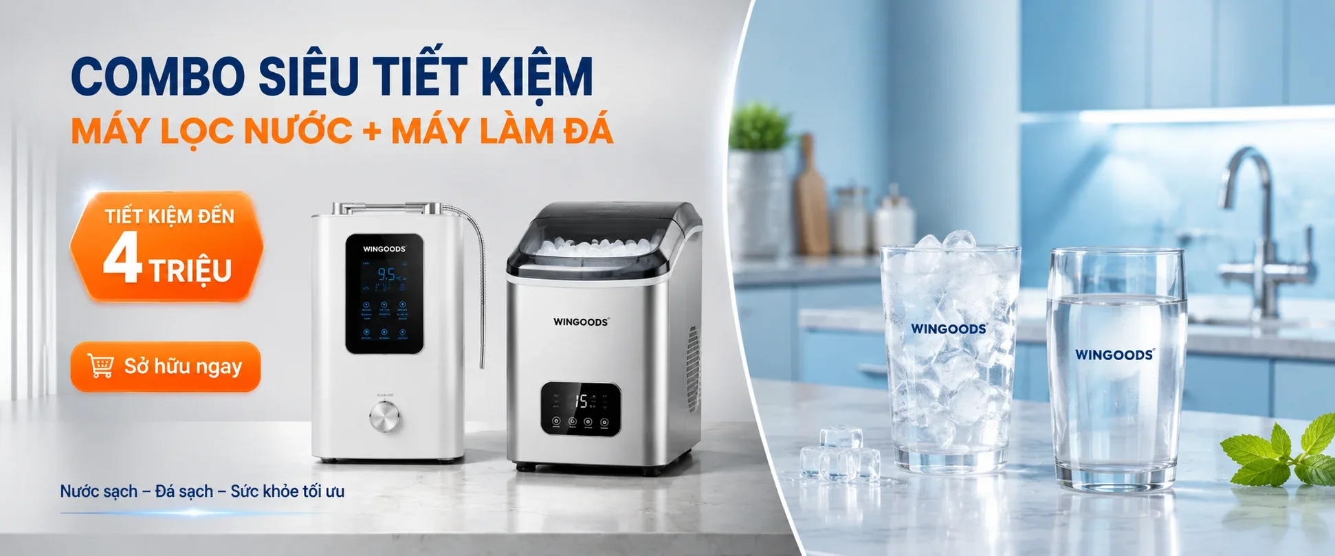 Combo Máy Lọc Nước & Máy Làm Đá Wingoods