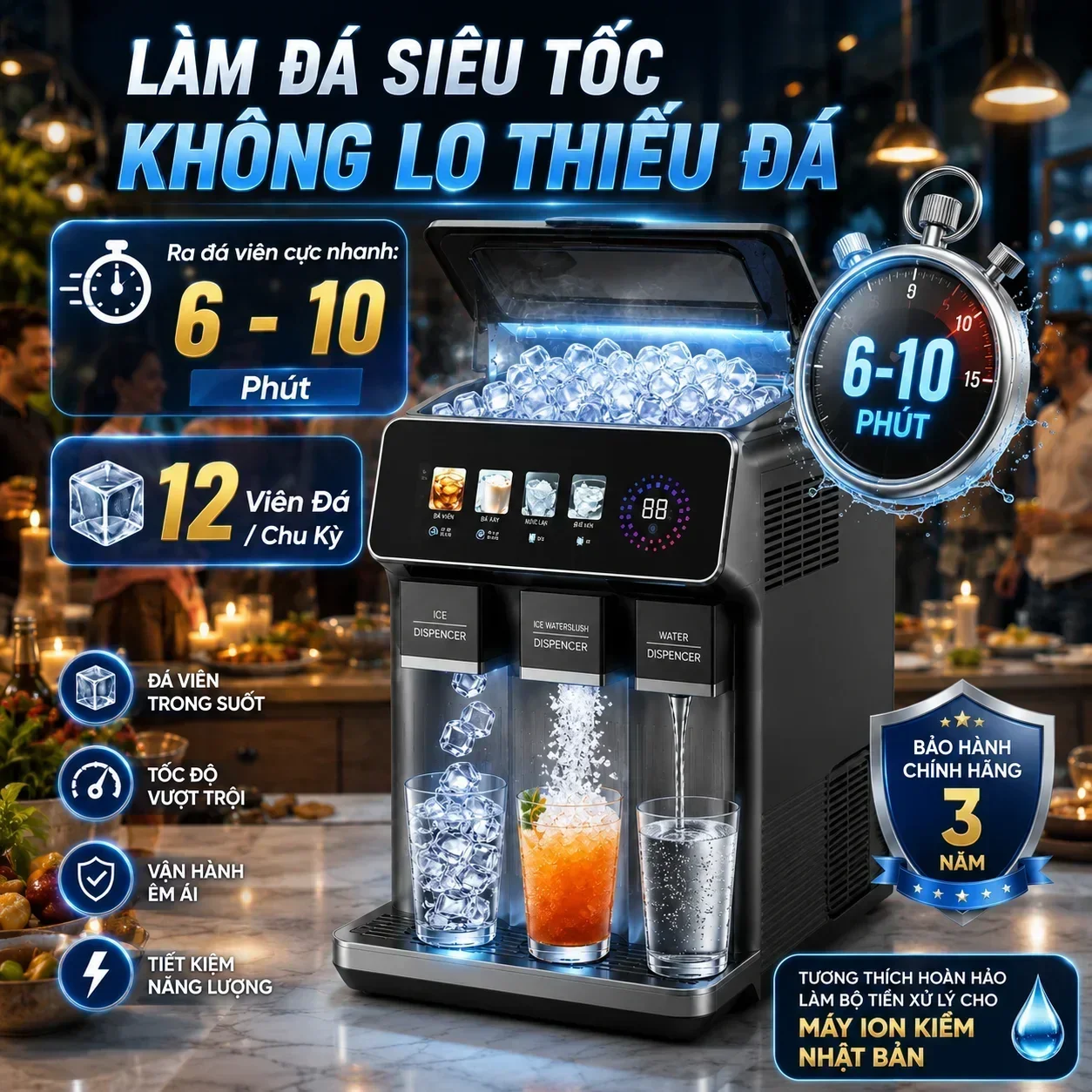 Máy Làm Đá Lưỡi Liềm Đa Năng Wingoods WG-ICE18