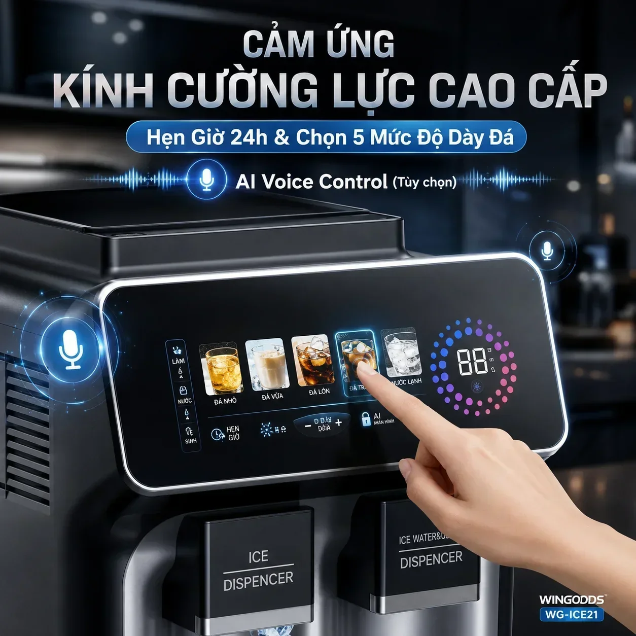 Máy Làm Đá Lưỡi Liềm Đa Năng Wingoods WG-ICE18 - Ảnh 2